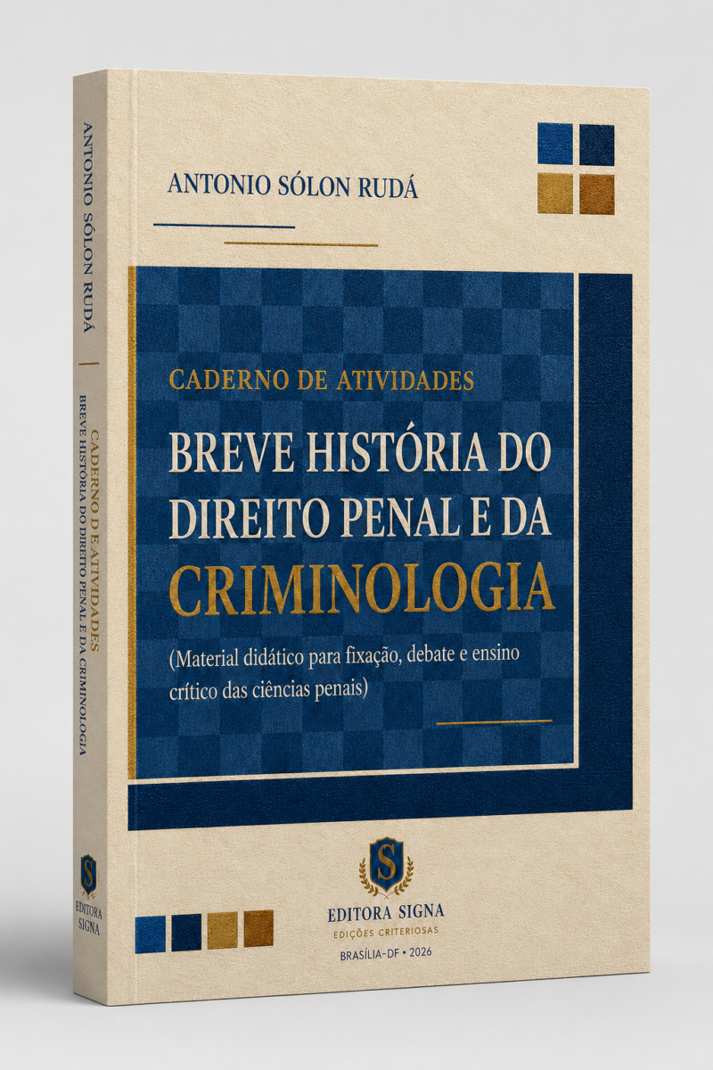 Caderno de Atividades - Breve História - Capa - 3D Caderno de Atividades — Breve História do Direito Penal e da Criminologia